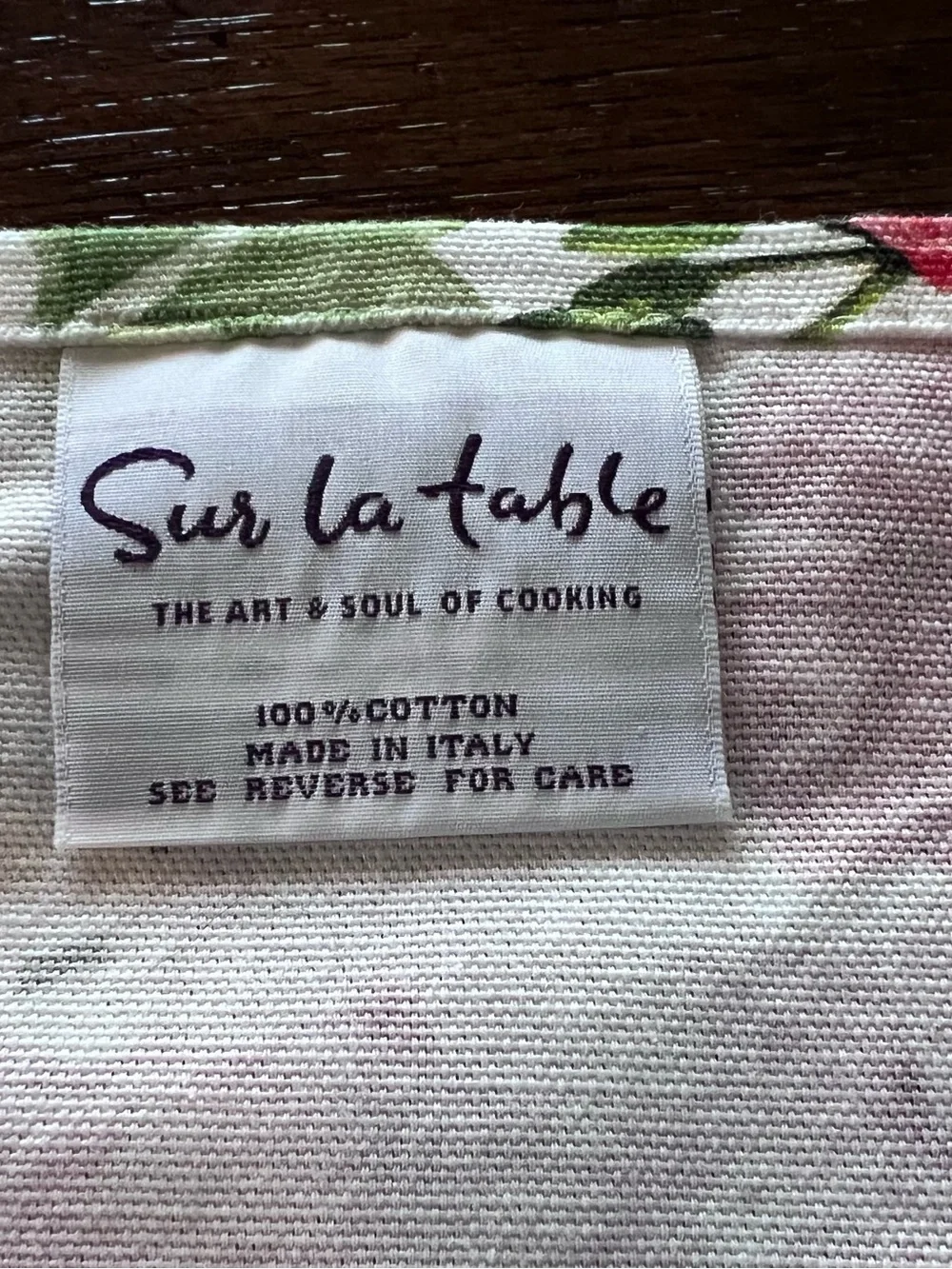 Sur La Table Cotton Napkin Set (4) - White with Pink & Green Floral design